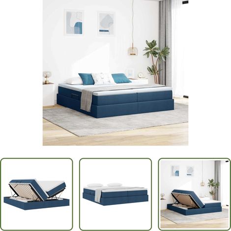 vidaXL Matratze - Aufbewahrungsbett mit Matratze Blau 180 x 200 cm Polyester (1/5)