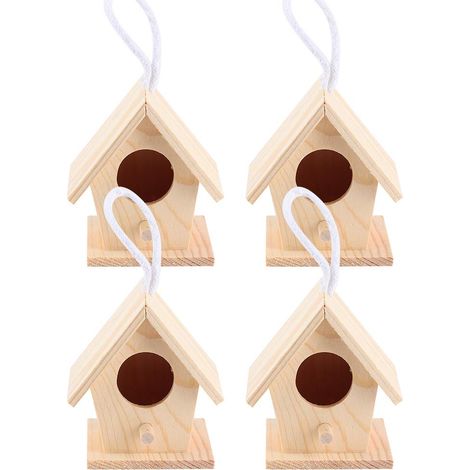 GARRYFIZH Maison d'oiseaux en bois pour l'extérieur, 4 pièces, nid de repos suspendu, boîte, décoration de jardin, ornement