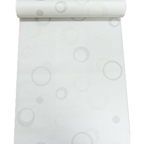 White Metallic Grey Glitter Swirl Circle Textured Vinyl Wallpaper Paste The Wall (1/4)