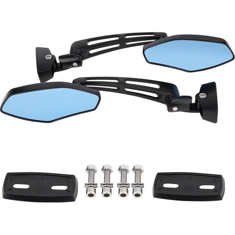 GARRYFIZH Rétroviseur de moto, rétroviseurs universels à large champ de vision, teinte bleue anti-éblouissement, compatible avec scooters.