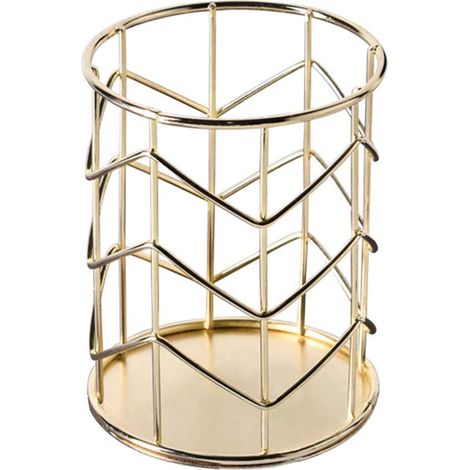 Round Hollow Pencil Pot Cosmetic Pencil Pot Stationery Storage Organizer Multifunction Hollow Metal Pencil Pot for Office and Home Desktop Storage Gadget (1/5)