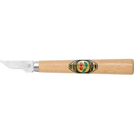 Kirschen Kerbschnitzmesser mit Holzheft mit schmaler, schräger Schneide (1/3)