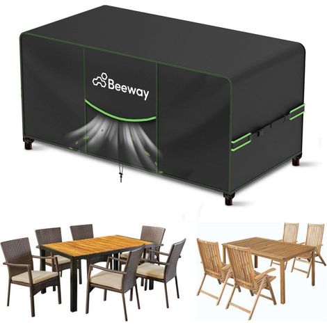 Gartenmöbel Abdeckung 150x90x73cm Wasserdicht 420D Oxford UV-Schutz Schwarz (1/5)
