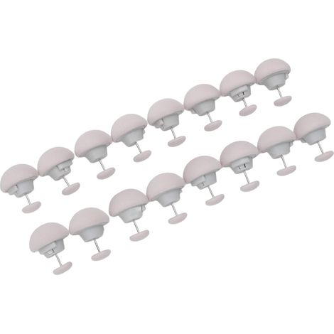 Lot de 16 pinces de fixation pour couette et drap-housse, en forme de champignon, en plastique gris, pour coussins et housses de couette.