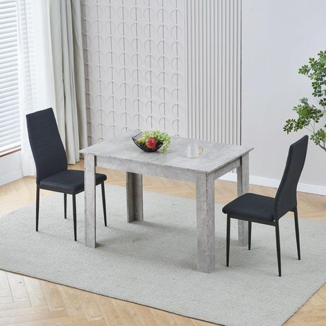 Dining Room Set, Beton Grey Dining Table with Chairs, 110x70 cm Table and Chairs for Living Room Home Kitchen (Table with 2 Chairs, Black Linen)