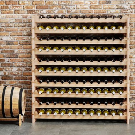 Casiers à Vin pour 72 Bouteilles Support de Vin Empilable à 6 Niveaux en Bois Massif Barres en Vague Étagère à Bouteilles Modulable Naturel (1/5)