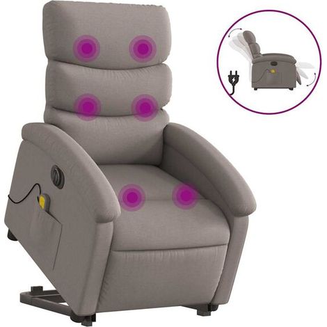 Fauteuil de massage électrique inclinable en tissu brun grisâtre (1/5)