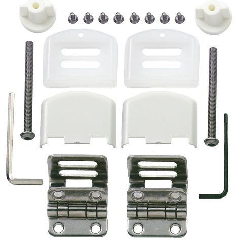 Kit charnière capots blancs pour abattant OLFA Tradition, Europe, Universal, Junior, Sénator, Accord (avant 2016)