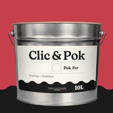 Peinture Fer Antirouille – Métal Extérieur Intérieur, Satinée, Protection Rouille - 10L - RAL 3018 - Rouge fraise