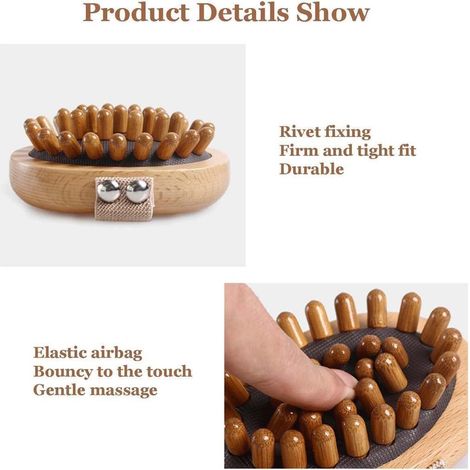 Lot de 2 Brosses Anti-Cellulite en Bois avec Coussin d'Air, Accessoires de Massage Méridien aux Huiles Essentielles (1/4)