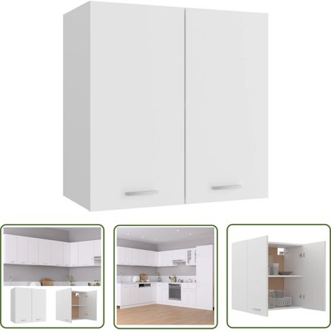 The Living Store Armoire suspendue Blanc 60x31x60 cm Bois d'ingénierie - Armoire Suspendue - Meuble De Cuisine - Rangement Cuisine - Armoire Blanche - Armoire Bois (1/6)