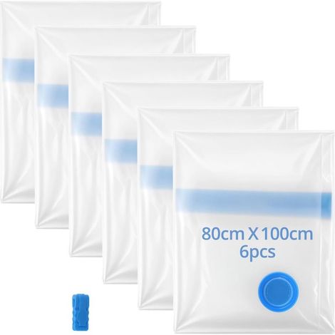 6x Sac Sous Vide 100x80cm Hermétique Réutilisable Pour Vêtements Literie Valise (1/5)