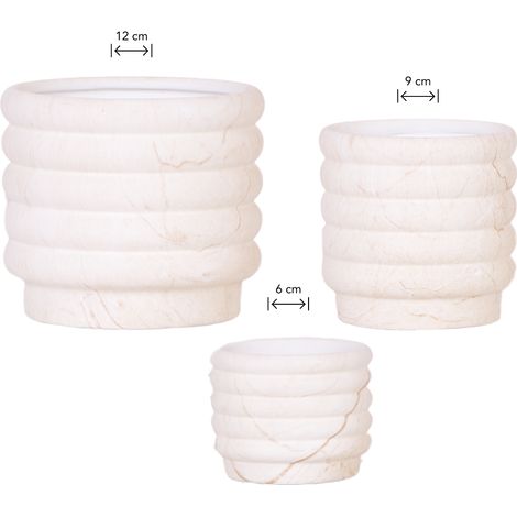 Lot de 3 Cache-pots Décoratifs Effet Marbre pour Plantes et Fleurs, Tons Clairs, 6, 9 et 12 cm - PANGIVO (1/5)
