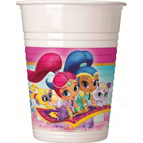 Bicchieri di plastica Shimmer and Shine da 200 ml, confezione da 8 pezzi.
