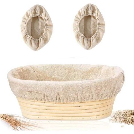 Ovaler Gärkorb Gärkorb für Brot Gärkorb für Sauerteig Mit 3 Stoffhüllen Gärschale für Brotteig Handgefertigter Gärkorb 23 cm für Sauerteigbacken (1/5)