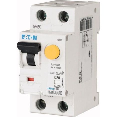Disjoncteur différentiel FRBmM 300mA courbe D 1P+N Type A 10A EATON FRBMM-D10/1N/03-A