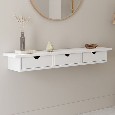 Estantería de pared LISE blanca de 3 cajones