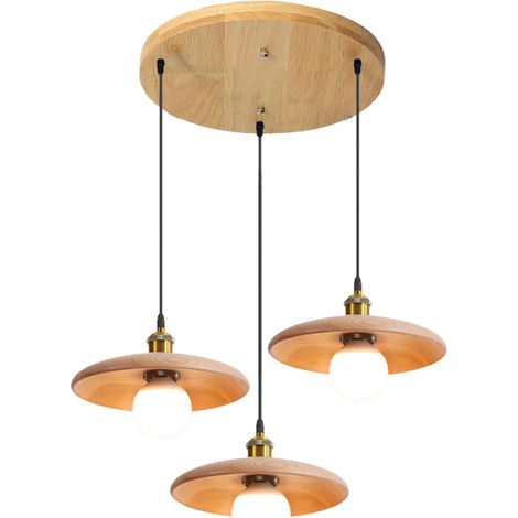 Suspension, lustre à 3 têtes avec ampoule, plafonnier vintage, lampe de chevet, lampe d'îlot, longueur de câble réglable (lumière blanche 6000 K) (1/5)
