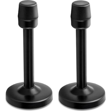 Juego de 2 topes de puerta robustos de acero inoxidable para montaje en pared con punta de goma – para patios y áreas exteriores (1/5)
