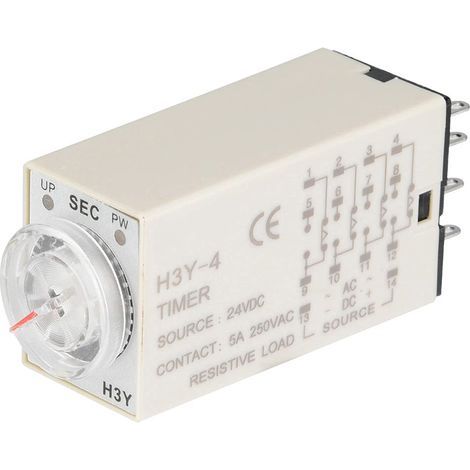 Interrupteur de temporisateur de relais à retard de temps H3Y-4 14 broches 24VDC pour la communication à distance de contrôle automatique, (30S) (1/5)