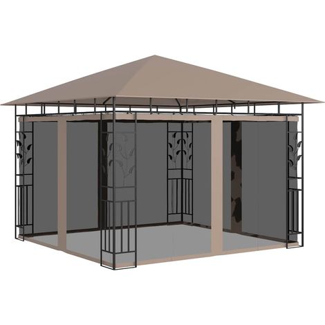 vidaXL Cenador con mosquitera gris taupe 3x3x2,73 m 180 g/m² (1/5)
