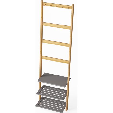 Toallero escalera de bambú natural, independiente, 183 x 52 x 28,5 cm, HOMVRA (1/5)