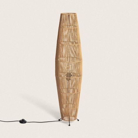 Lampada da Terra in Carta Intrecciata Mahali Naturale