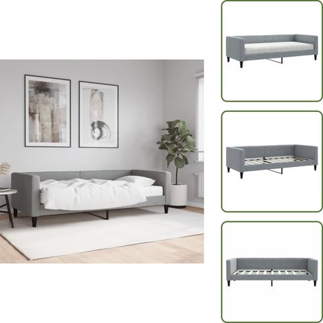 Tagesbett mit Matratze Hellgrau 90x190 cm Stoff - Tagesbett Mit Matratze - Tagesbetten Mit Matratze - Tagesbett - Sofabett (1/5)