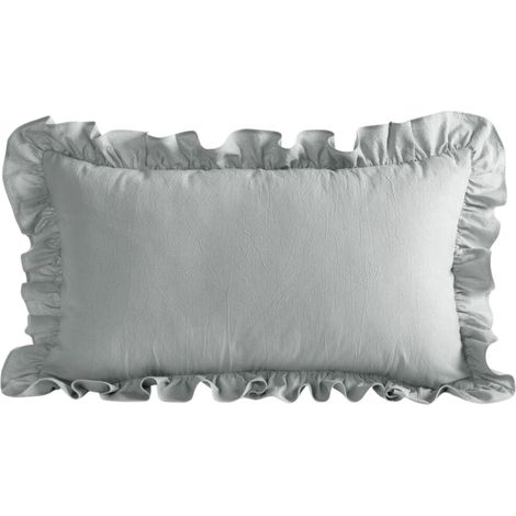 Federa con volant 30x50 cm in cotone argentato (1/4)