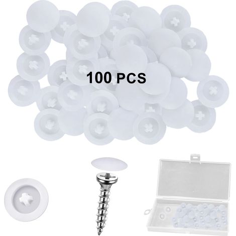 Caps Pour Vis - Diamètre 12 mm - Alésage Intérieur 2,8 mm - Compatible Vis M3,5 M4 M5 - En PP Blanc - Lot de 100 (1/5)