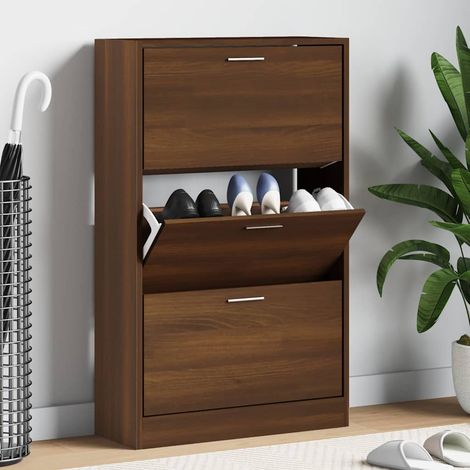 vidaXL Shoe Cabinet Brown Oak 63x24x103 cm Engineered Wood (1/5)