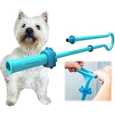 Accessoire de lavage pour chien à enfiler, compatible avec la douchette et le lavabo. Douchette/laveuse à main.