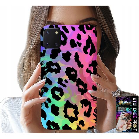 Custodia per Samsung Galaxy A81 - vetro posteriore con stampa leopardata arcobaleno colorata (1/5)