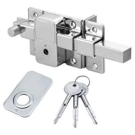 Serrure de porte de clôture épaisse à droite avec clé croisée à l'ancienne, antirouille, antivol mécanique (1/5)
