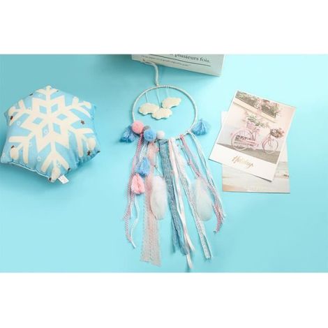 Suspendu Décoration Murale Capteur de Rêves Attrape-rêves à Plumes Ornement Fait Main Artisanal Décor pour Maison Jardin Fête (1/4)