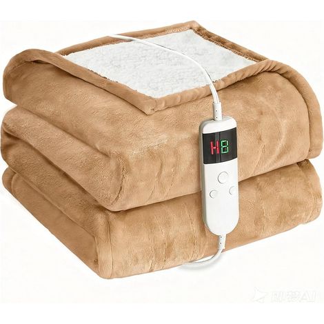 Couverture chauffante avec arrêt automatique - 130 x 180 cm - 10 niveaux de chauffage et minuterie de 8 heures - Protection contre la surchauffe - Lavable en machine - Pour la maison et le (1/5)