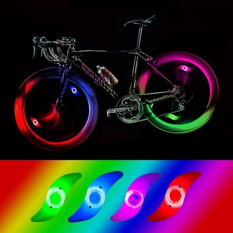 4 x LED-Fahrradradlicht, wasserdichte LED-Radbeleuchtung mit 3 Blinkmodi, LED-Radlampe für Erwachsene und Kinder - Farbe (1/5)
