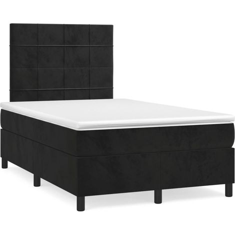 Sommier à lattes de lit et matelas LED noir 120x190 velours (1/5)