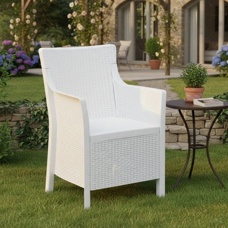 Outdoor-Sessel Wanless, italienische Armlehnen, inkl. Kissen, 60x53 cm weiß (1/3)
