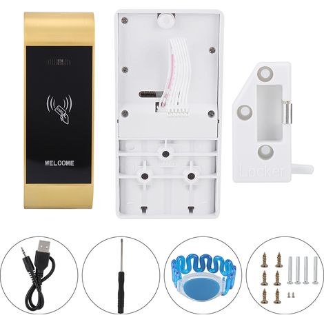 Serrure électronique à capteur intelligent pour classeur/armoire avec bracelet de déverrouillage en forme de U (dorée) (1/5)