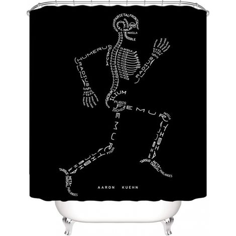 Rideau de douche 180x180 cm noir nettoyage sans œillets (1/5)