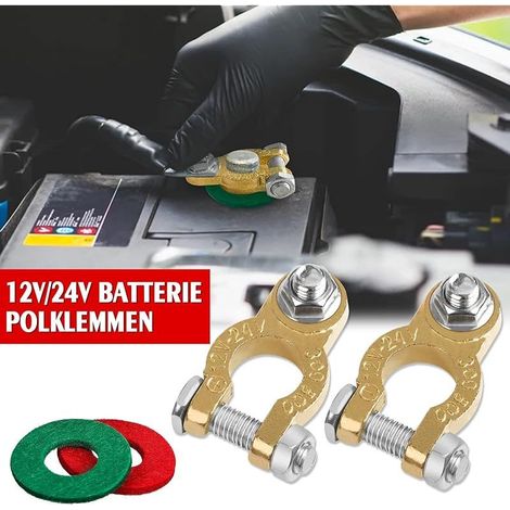 Paar Batterieklemmen 12V/24V für Autobatterien – Universelle Anschlussklemmen für Auto, Boot, Wohnmobil, Wohnwagen (1/4)