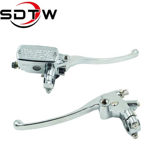 Folding electroplated clutch and brake lever, high-mounted 22mm, suitable for 7/8 inch handlebars, 50cc, 70cc, and 90cc. (1/5)