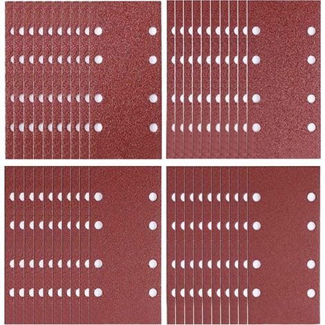 40 Blatt Schleifpapier 93 x 185 mm, 8 Löcher, für Exzenterschleifer, Körnungen 40/60/80/120