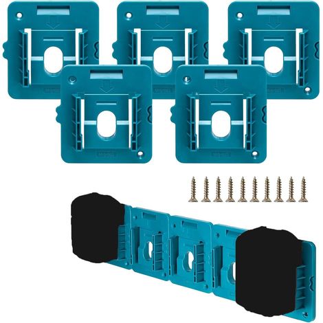 Soporte para batería - Soporte de pared para batería Makita de 18 V - Para BL1850, BL1840, BL1830 y otros modelos - Carros de garaje/estudio/trabajo - 5 unidades, sin baterías (1/5)