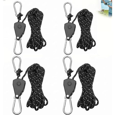 Tendeur Sangle a Cliquet Tente de Camping Paracorde, Corde Réglable m avec Tendeur Métal, Corde d’Abri Réfléchissante pour Camping Randonnée Voyage (1/4)