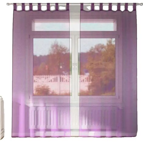 Cortinas transparentes de diseño elegante, color morado. (1/2)