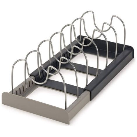 Drawerstore Organiseur Extensible pour matériel de Cuisine, Plastic, Étagère de rangement de cuisine, égouttoir de rangement pour assiettes et casseroles（Gris） (1/5)