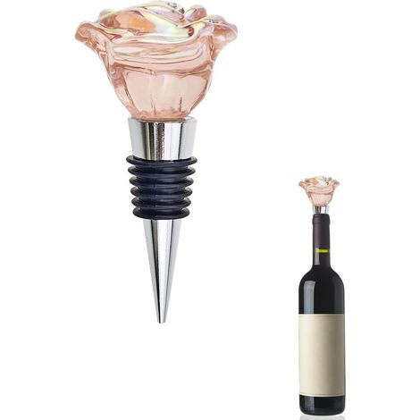 Bouchon décoratif en forme de rose pour bouteille de vin, accessoire de vin en verre bouquet, bouchon conservateur réutilisable pour les amateurs de vin, bouchon d'étanchéité pour fêtes (1/5)