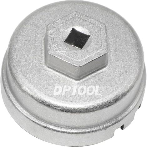 Clé à capuchon de filtre à huile de 64,5 mm, outil de retrait de boîtier de filtre à huile compatible avec calibre 3/8", 14 encoches, 6 emplacements pour moteur (1/5)